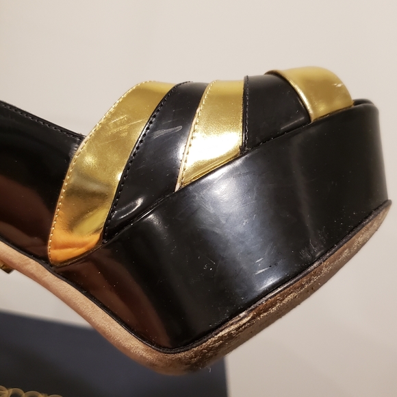 Sergio Rossi Bicolor Leather Slingback Platform - Picture 3 of 12
